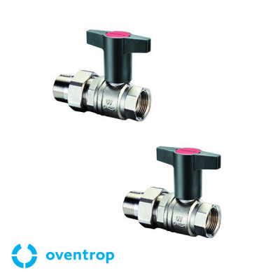 OVENTROP Комплект шаровых кранов "Optibal" 1/2", американка, удл. ручка пластик (2 шт.)
