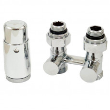 SCHLOSSER Комплект: узел нижнего подключения 3/4"х1/2" прямой + термоголовка Mini М30х1,5, цвет хром