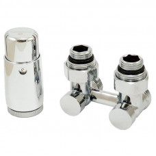 SCHLOSSER Комплект: узел нижнего подключения 3/4"х1/2" угловой + термоголовка Mini М30х1,5, цвет хром